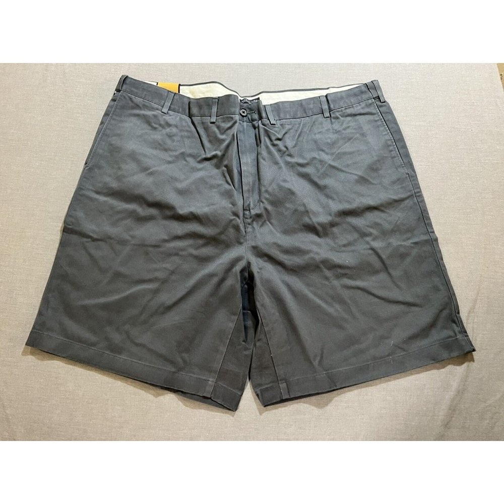 Lands’ End Shorts Mens 48 Gray Chino Pocketed Belted Button Zip Men.